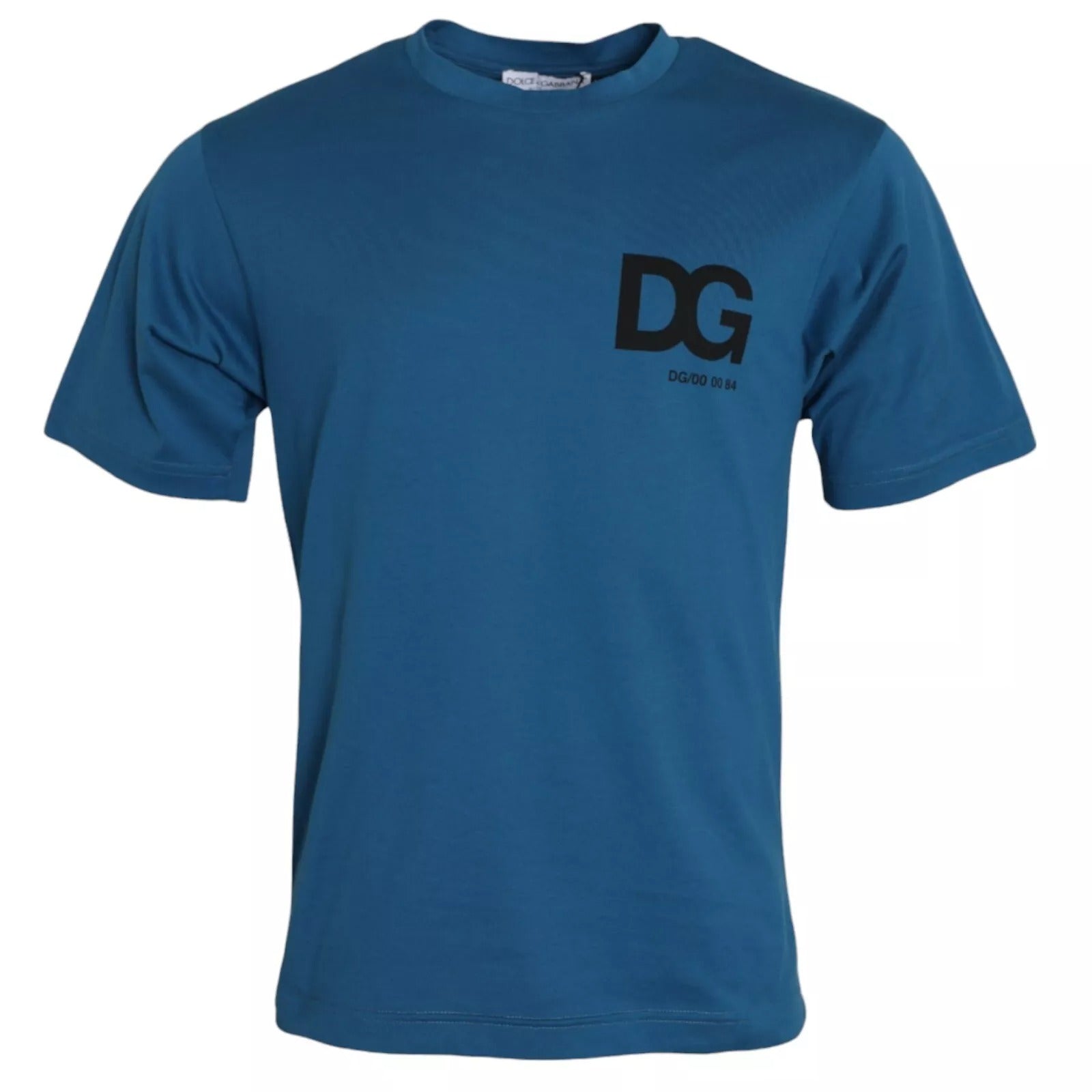 Blue t-shirt with white lettering