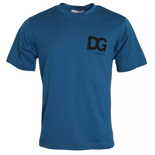 Blue t-shirt with white lettering