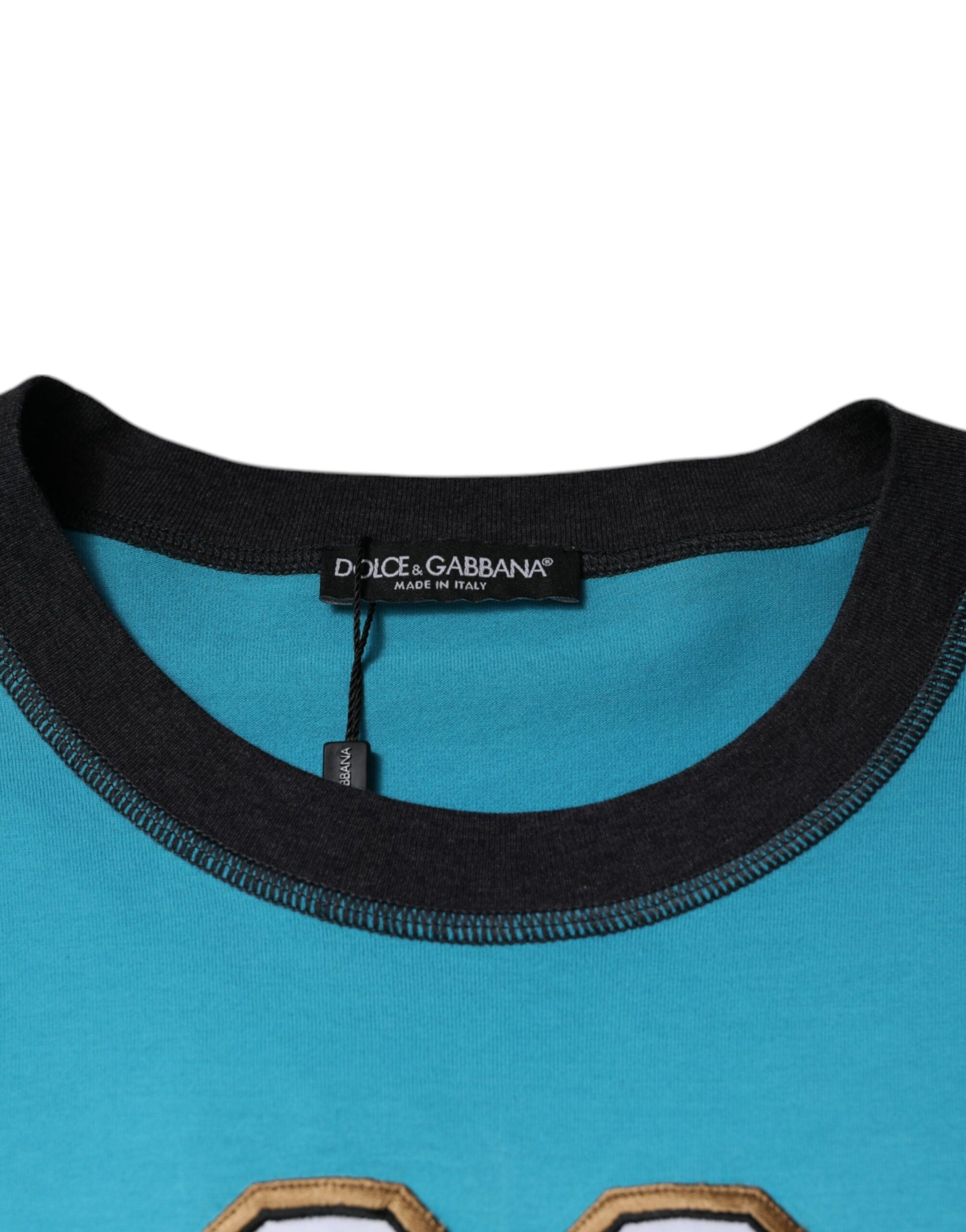 Blue sports jersey with black trim