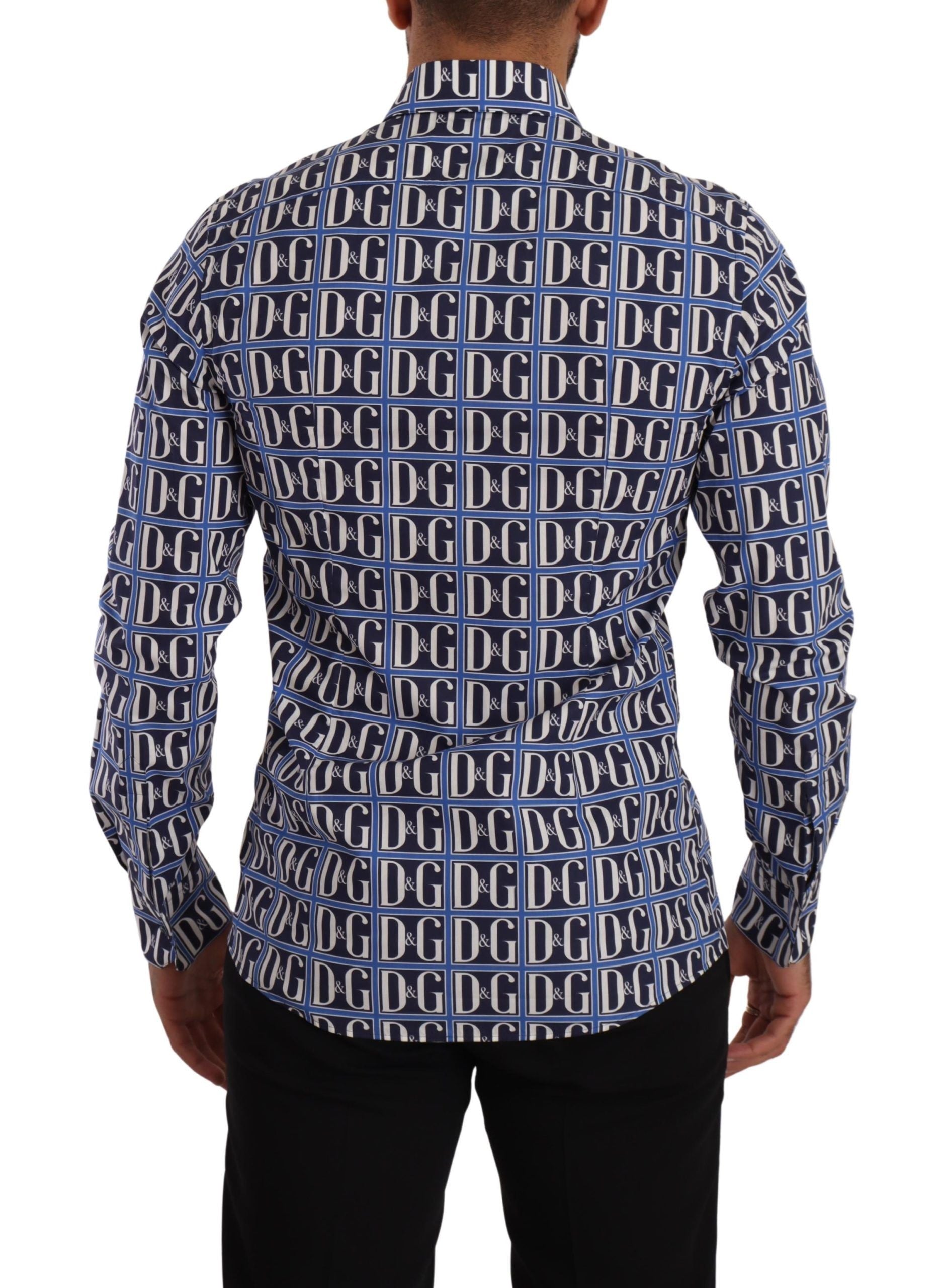Blue shirt with white lettering
