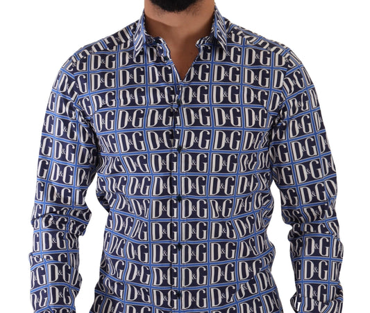 Blue shirt with white letters
