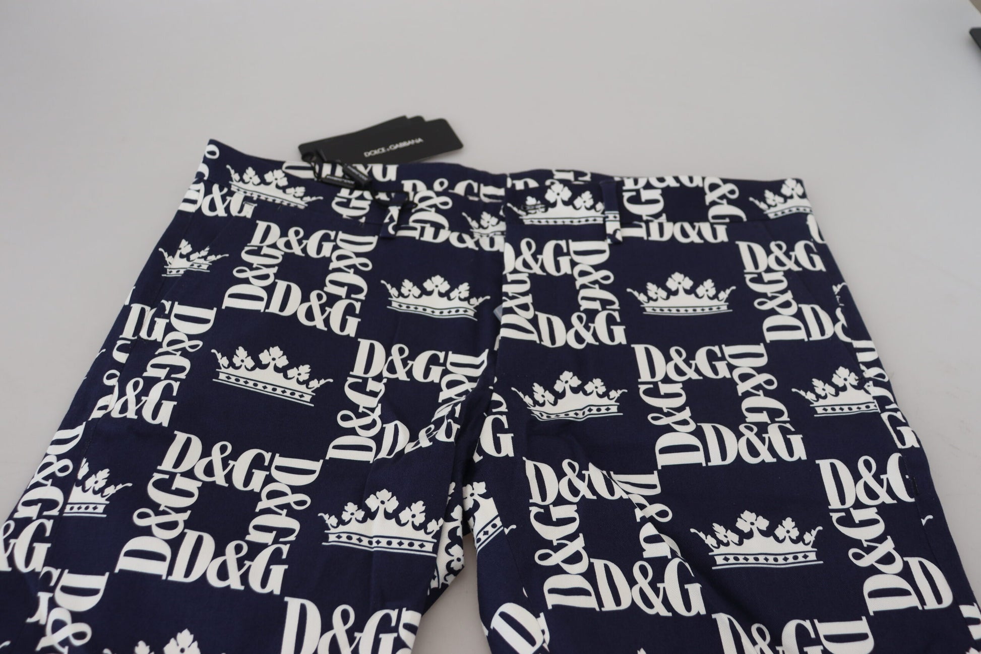 Blue shorts with white lettering