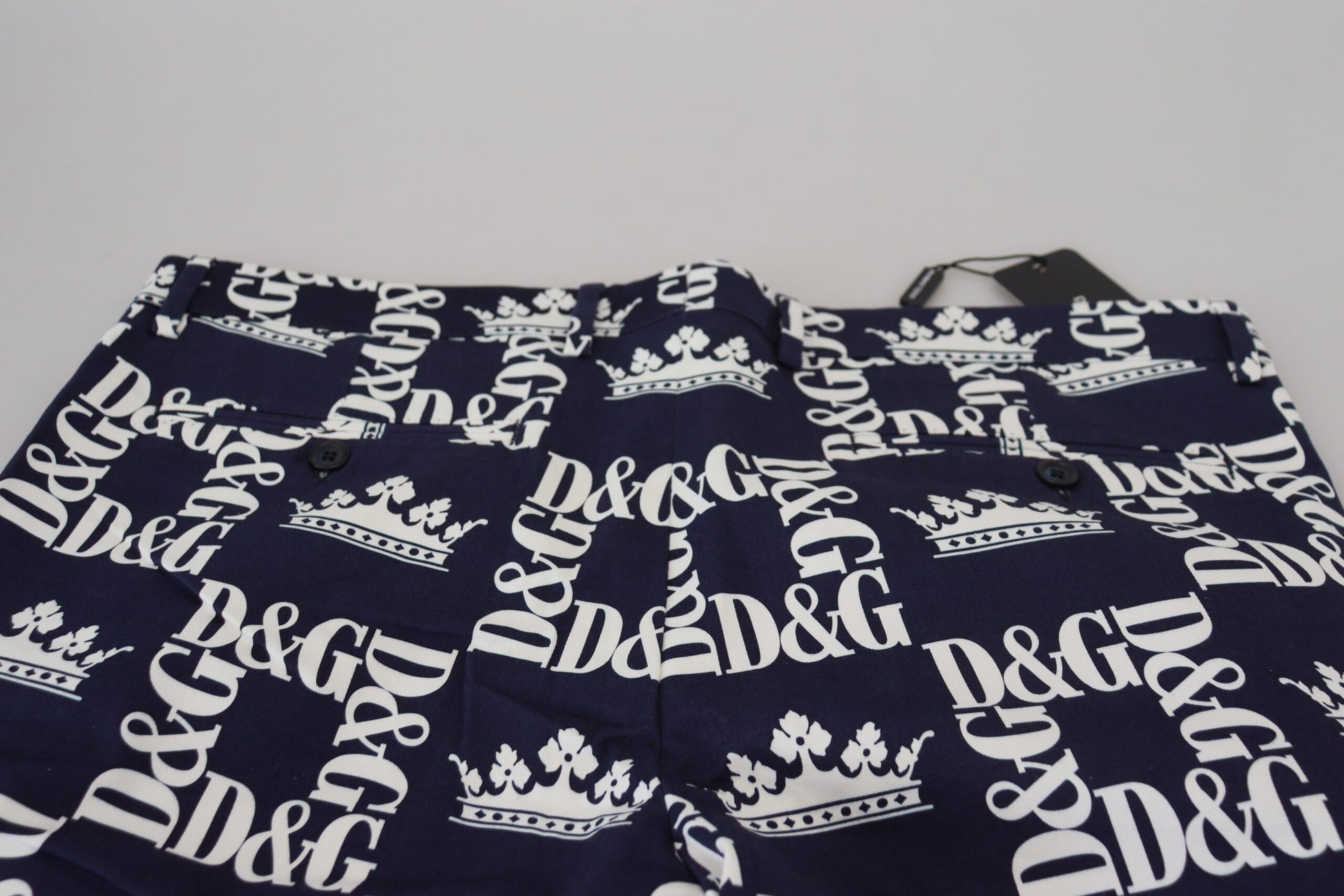 Blue shorts with white lettering
