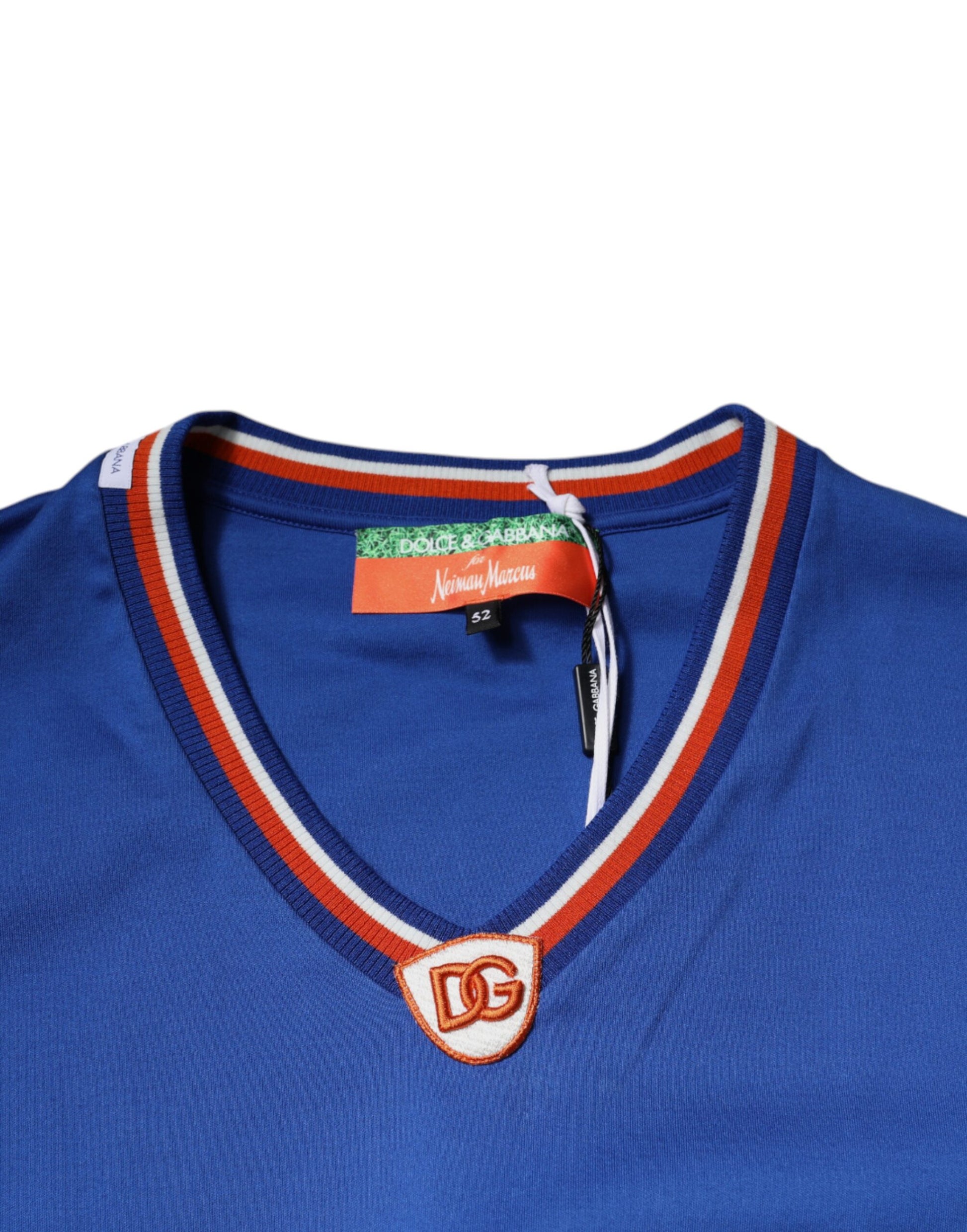 Blue v neck shirt on hanger