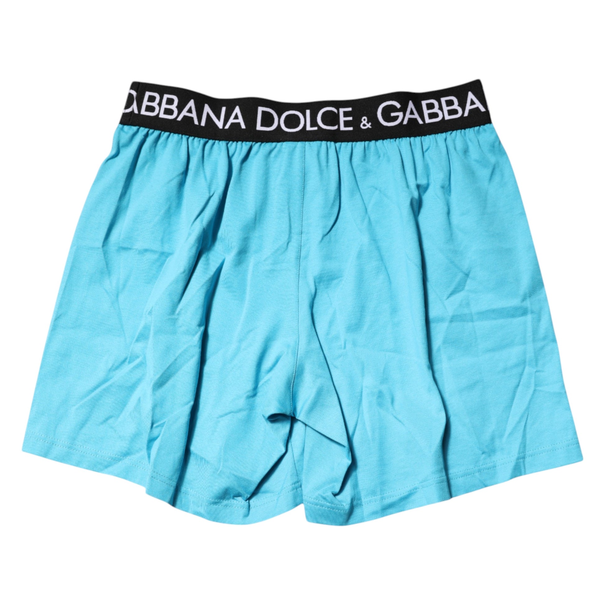 Blue boxer shorts with brand logos