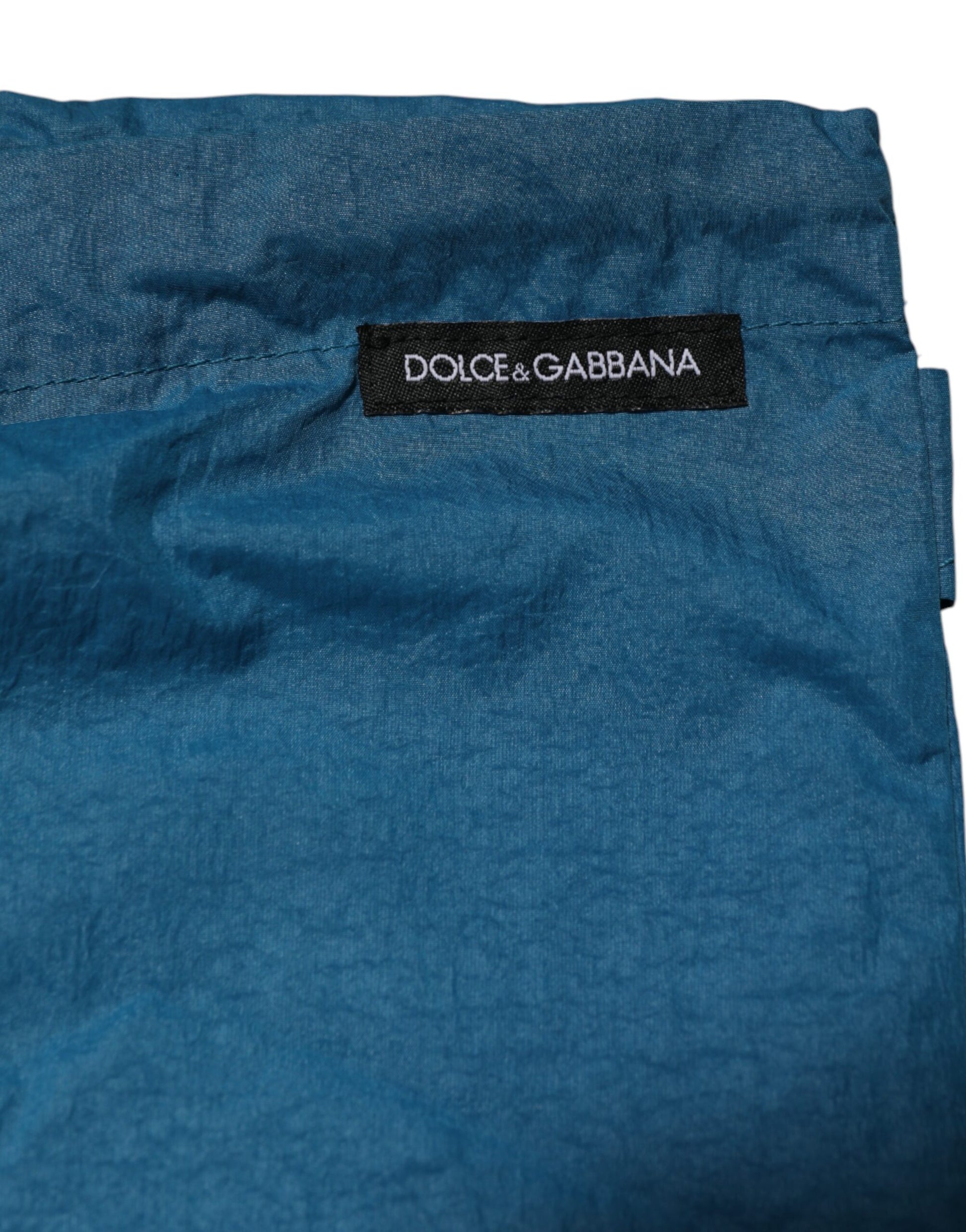 Blue fabric with brand label