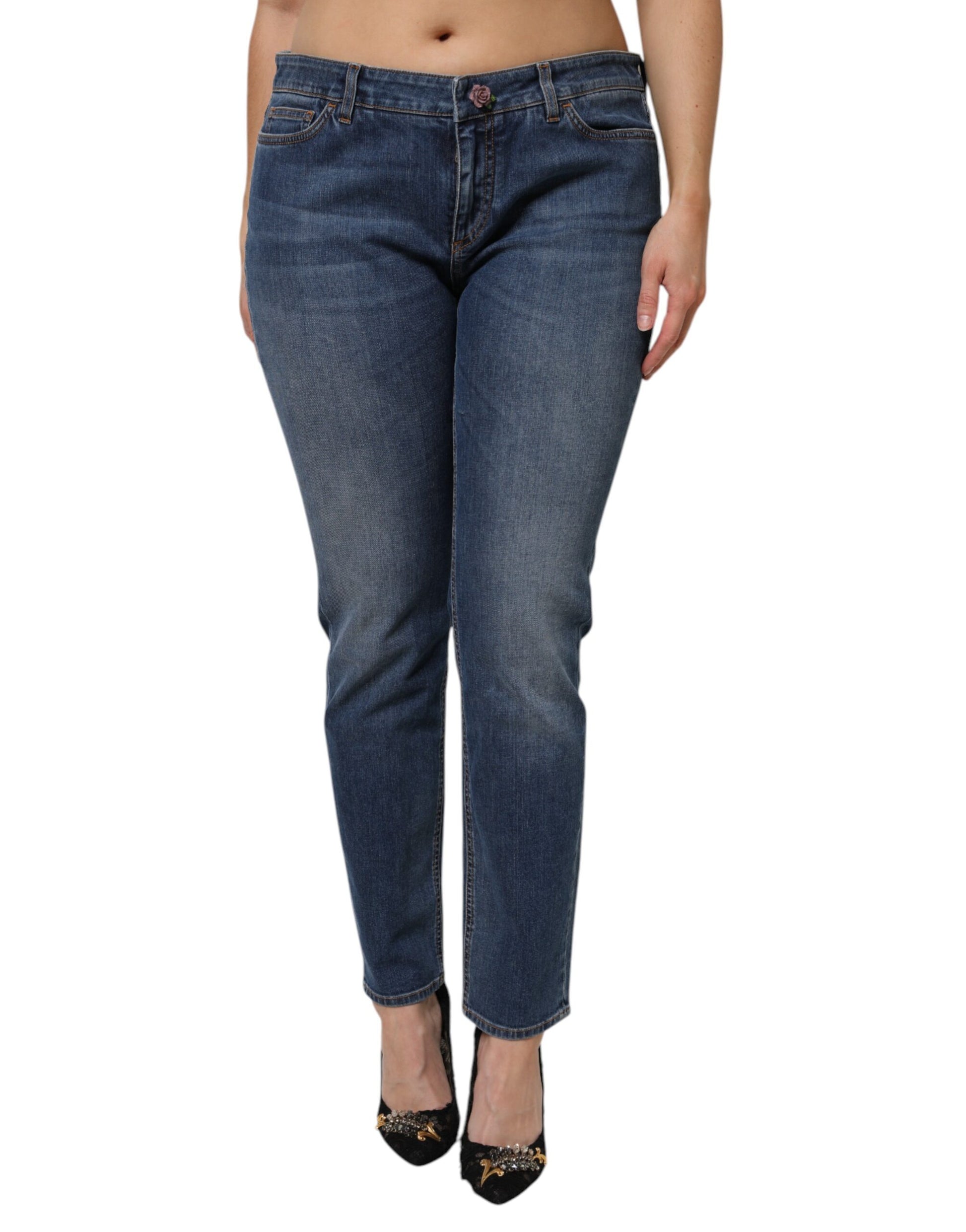 Woman wearing blue jeans