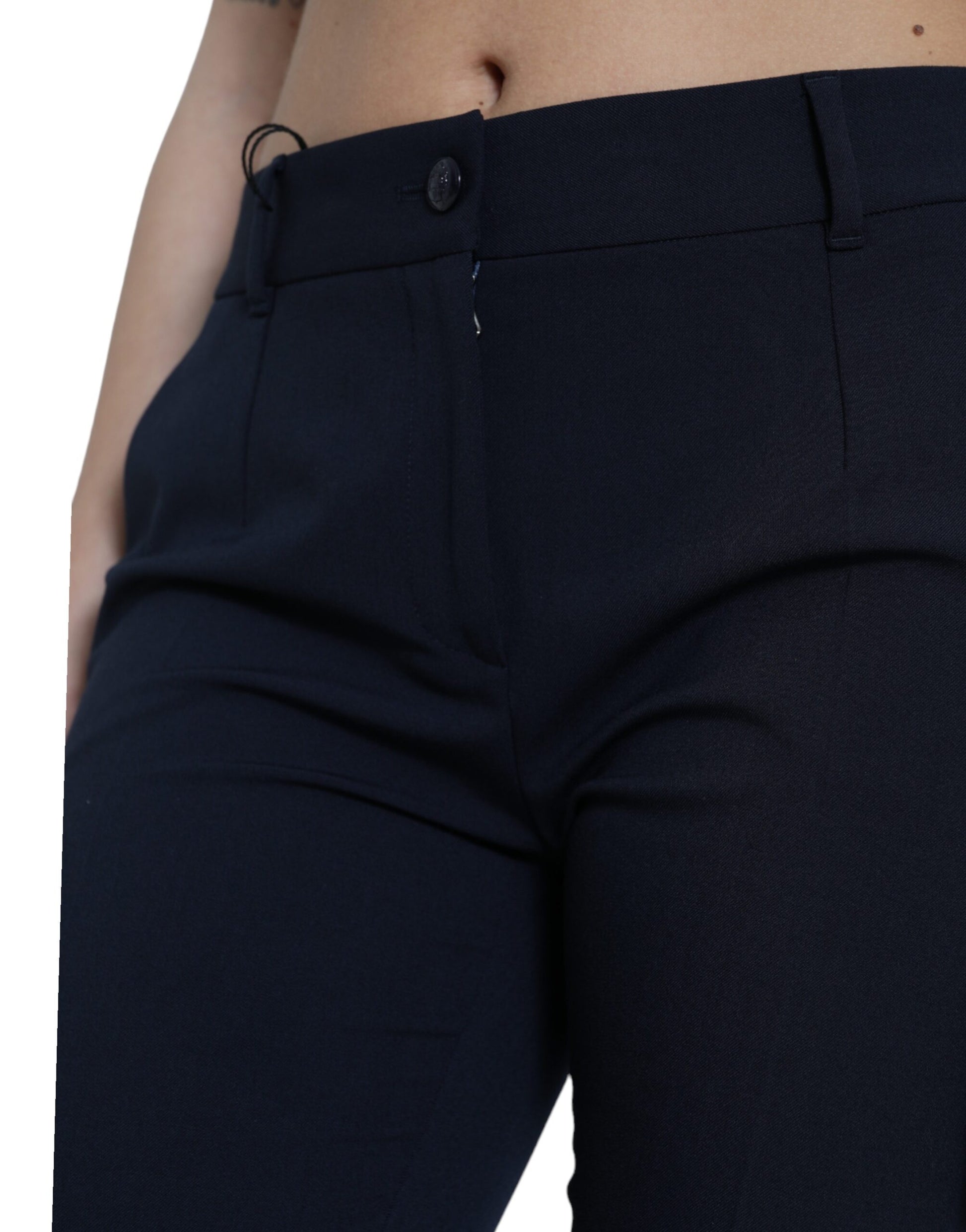 Pair of black trousers with elastic waistband