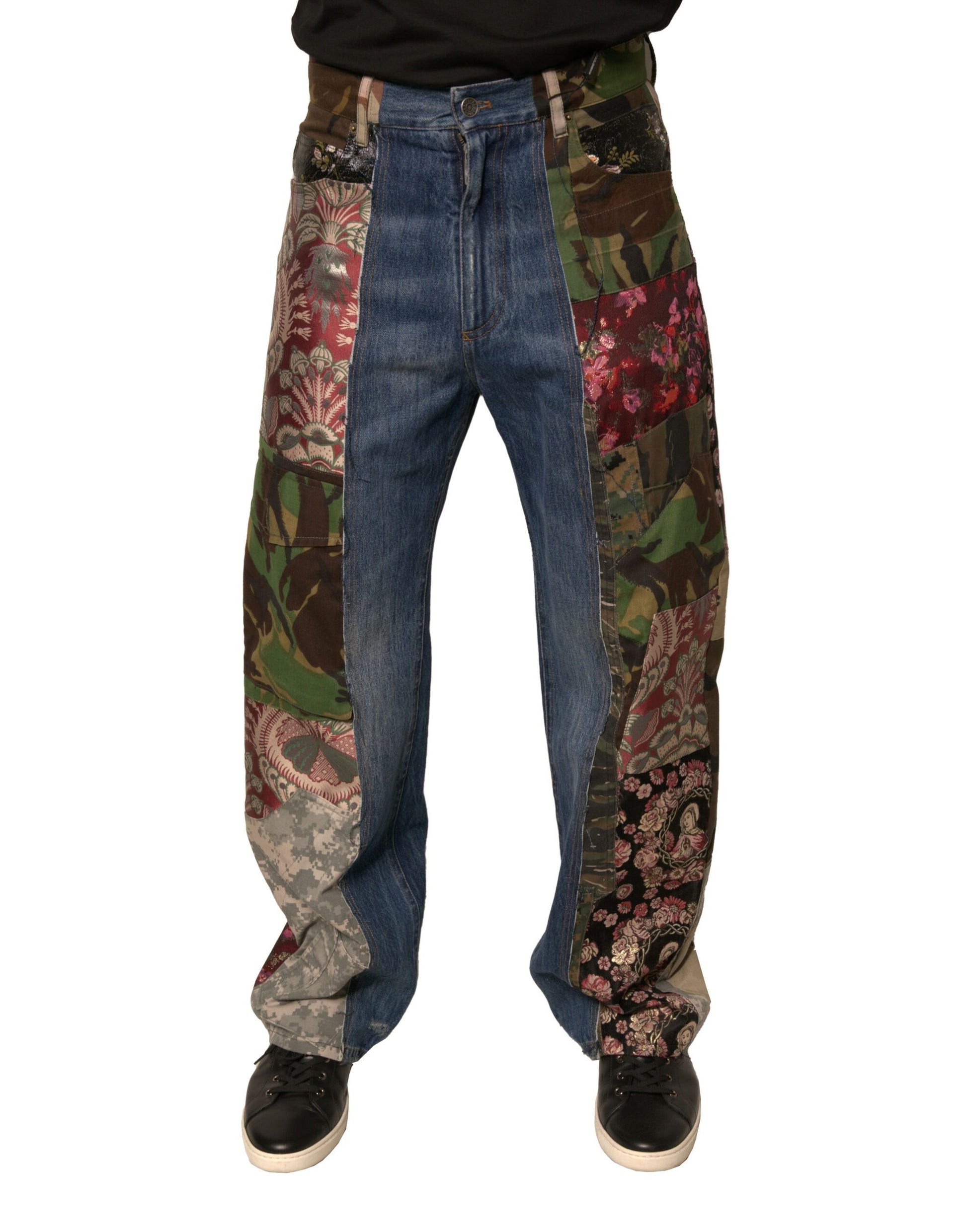 Pair of jeans with floral pattern on legs