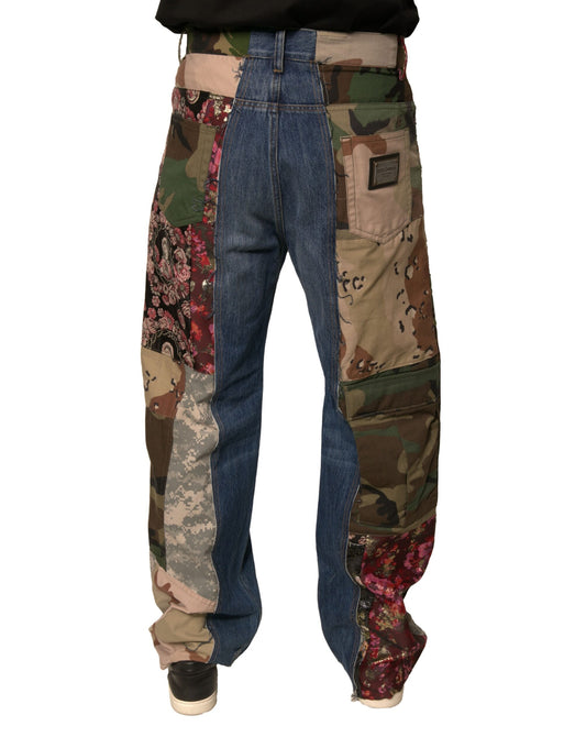 Pair of camouflage pants with floral pattern on legs