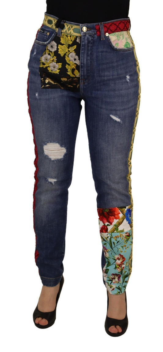 Pair of jeans with floral pattern on legs