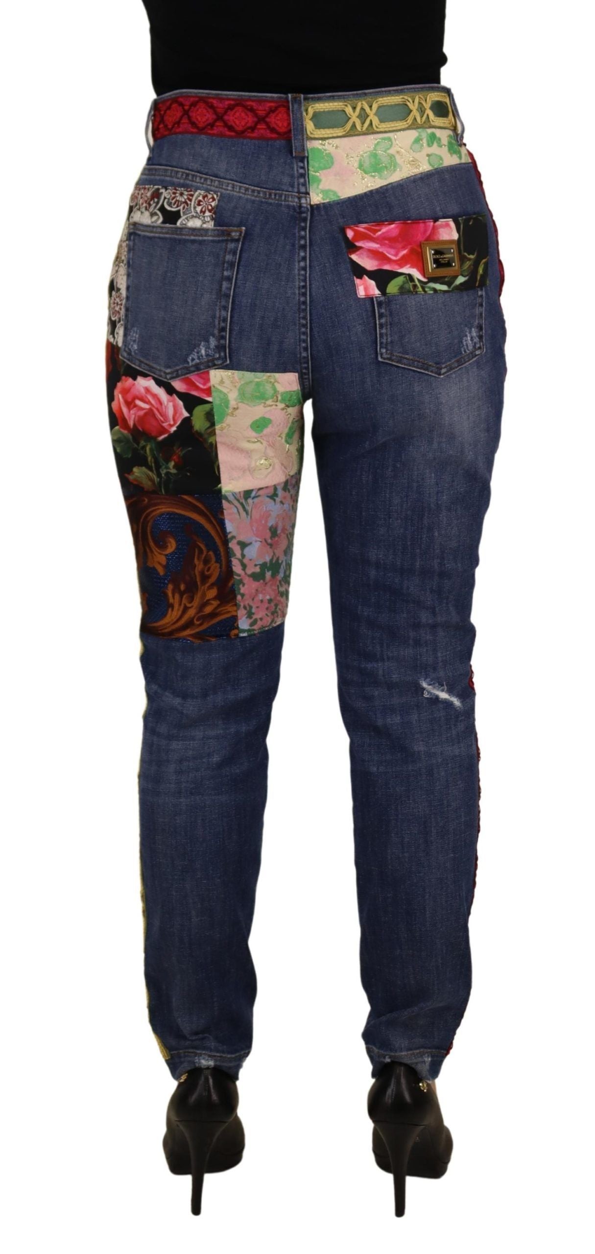 Pair of jeans with floral pattern on legs