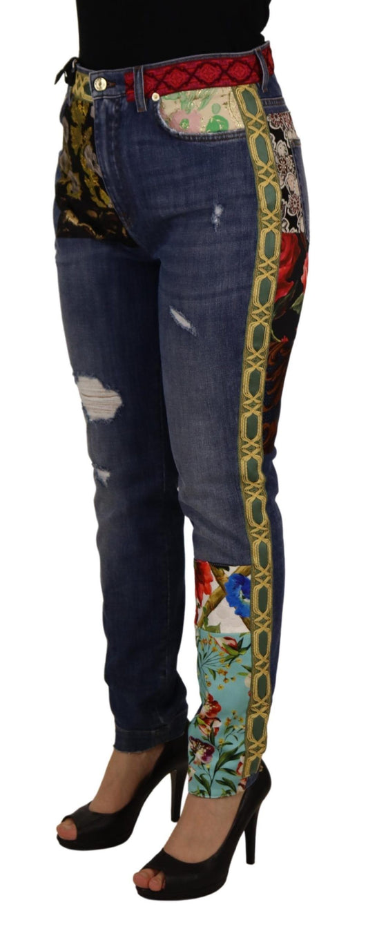 Pair of jeans with colorful designs on legs