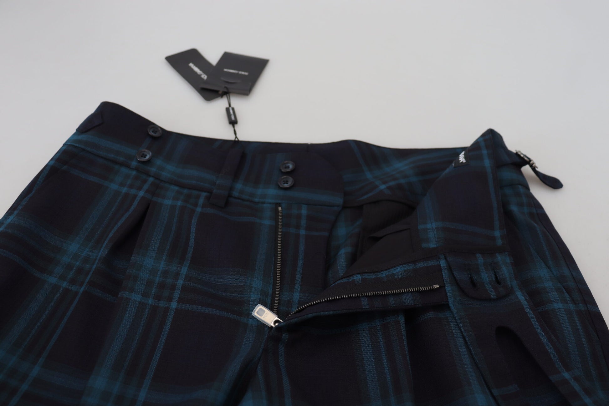 Pair of plaid shorts with zippered pockets