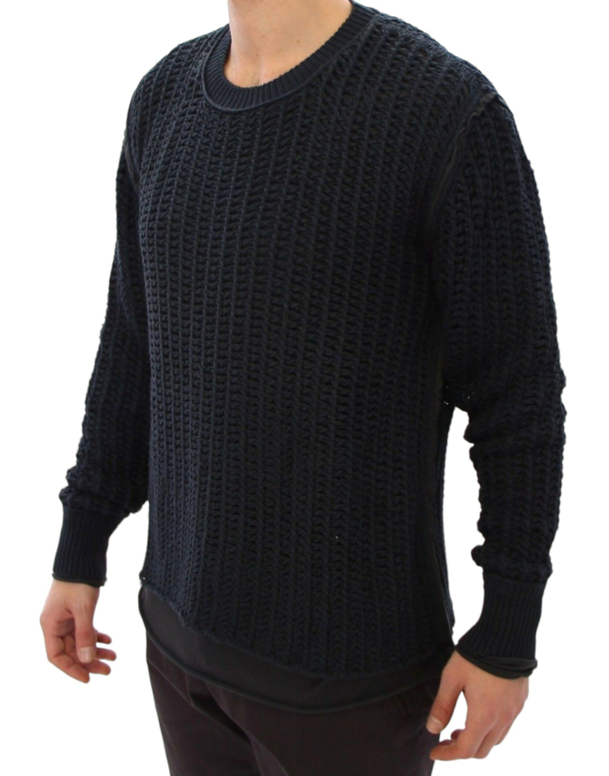 Man wearing black knit sweater