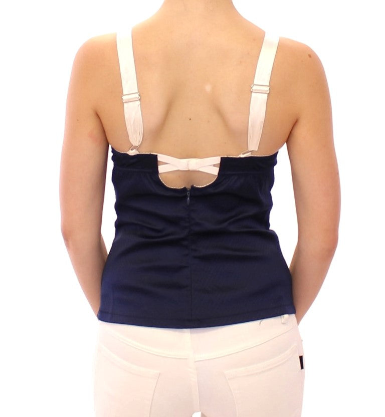 Backless top with white straps