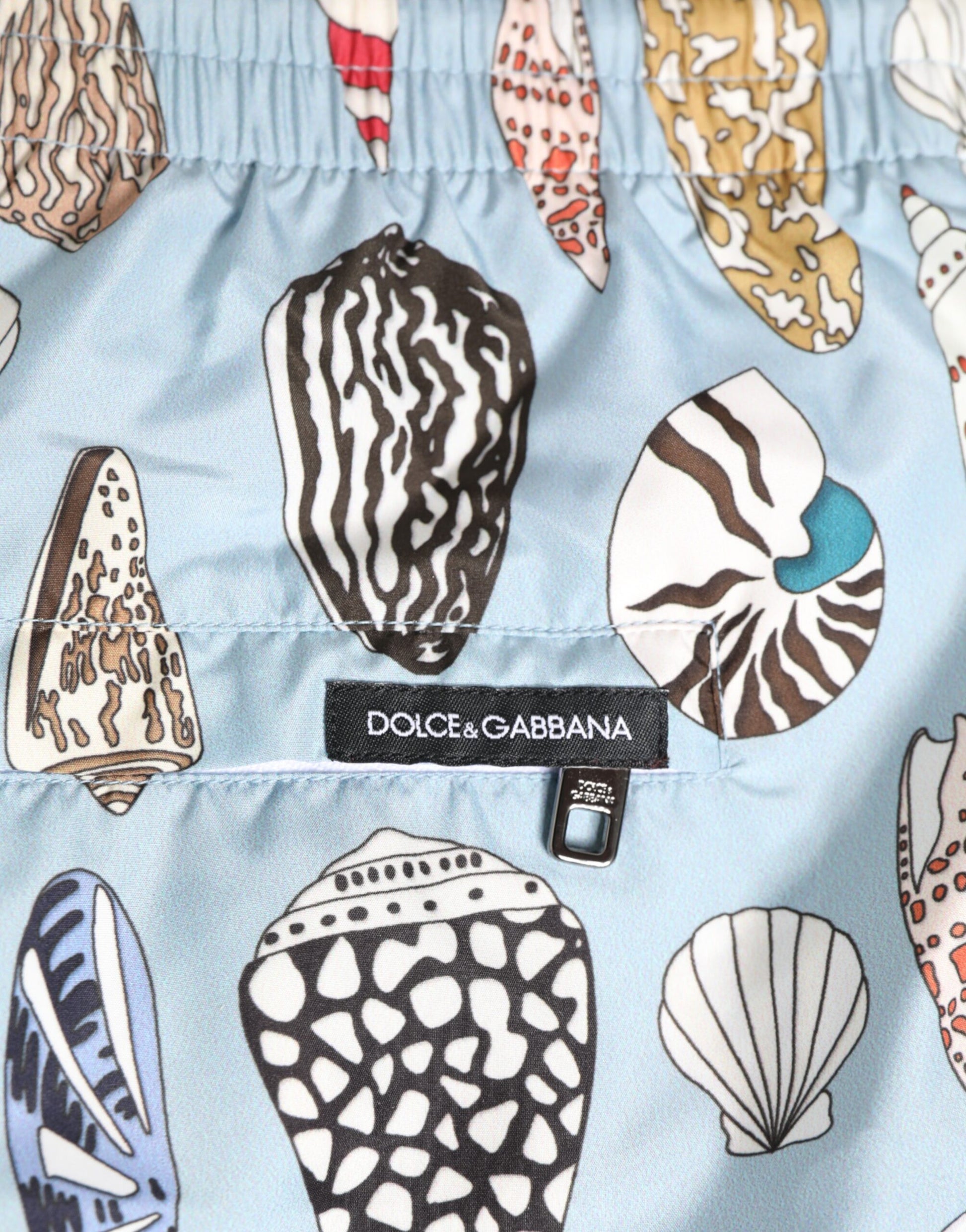 Blue fabric with shells pattern