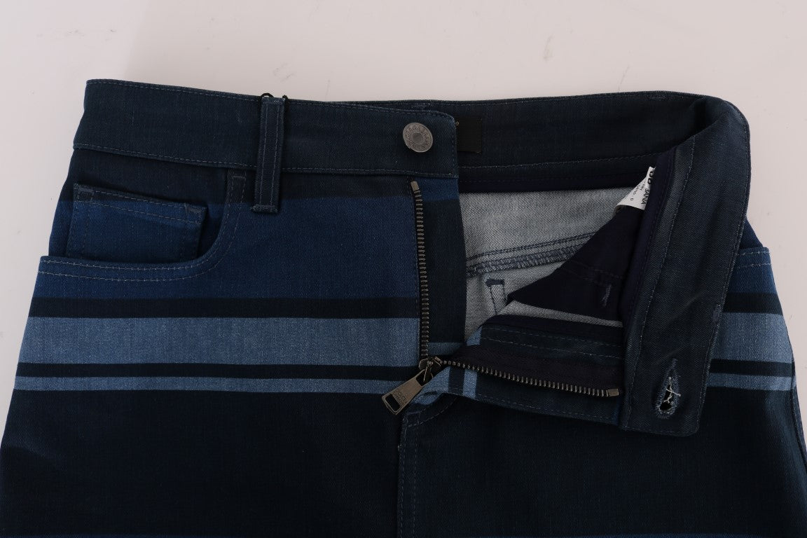 Pair of blue jeans with zipper down front