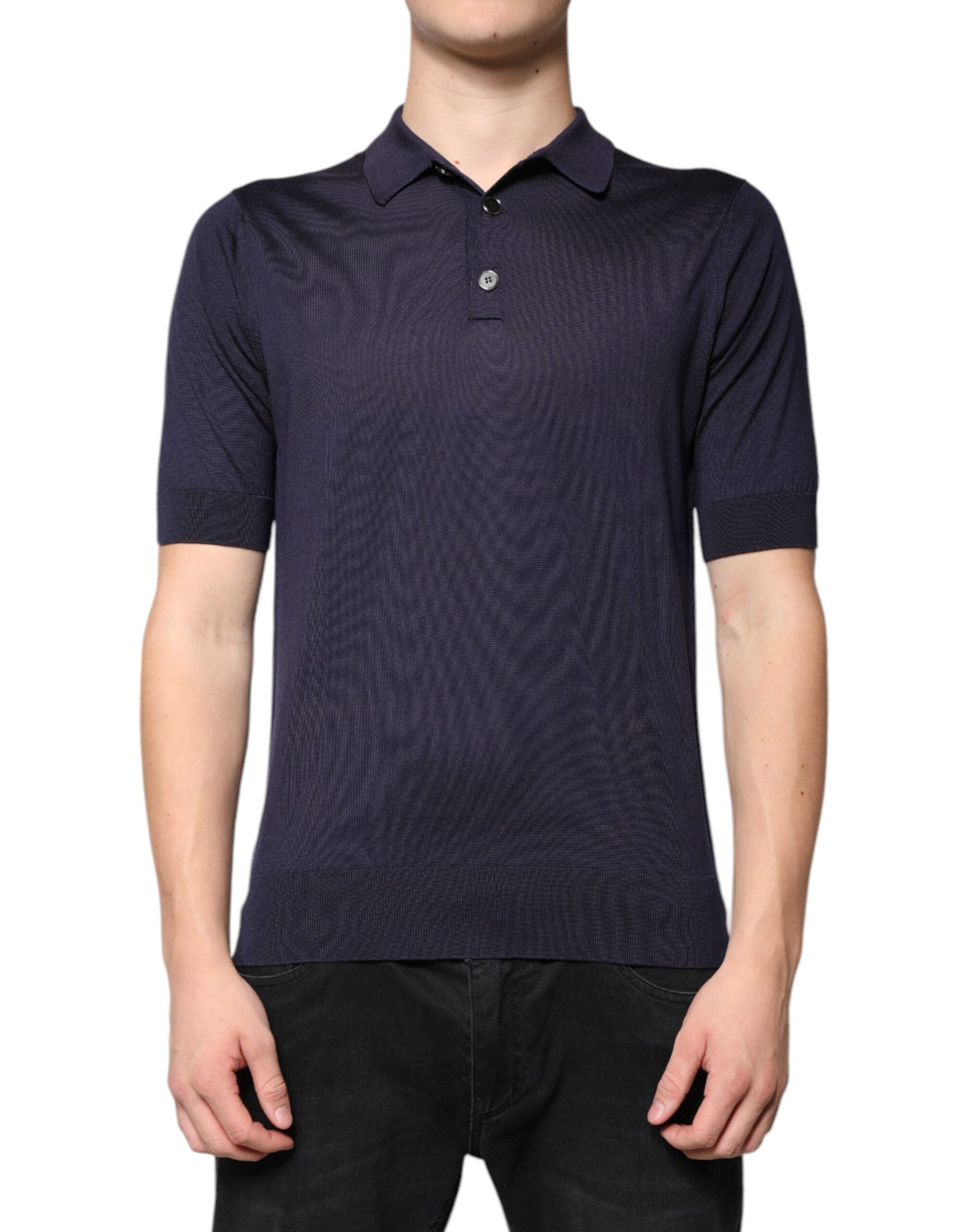 Men's polo shirt in dark blue color