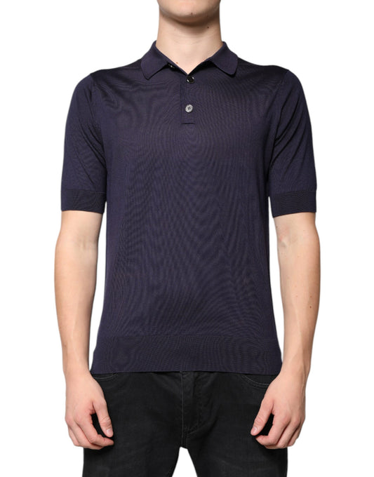 Men's polo shirt in dark blue color