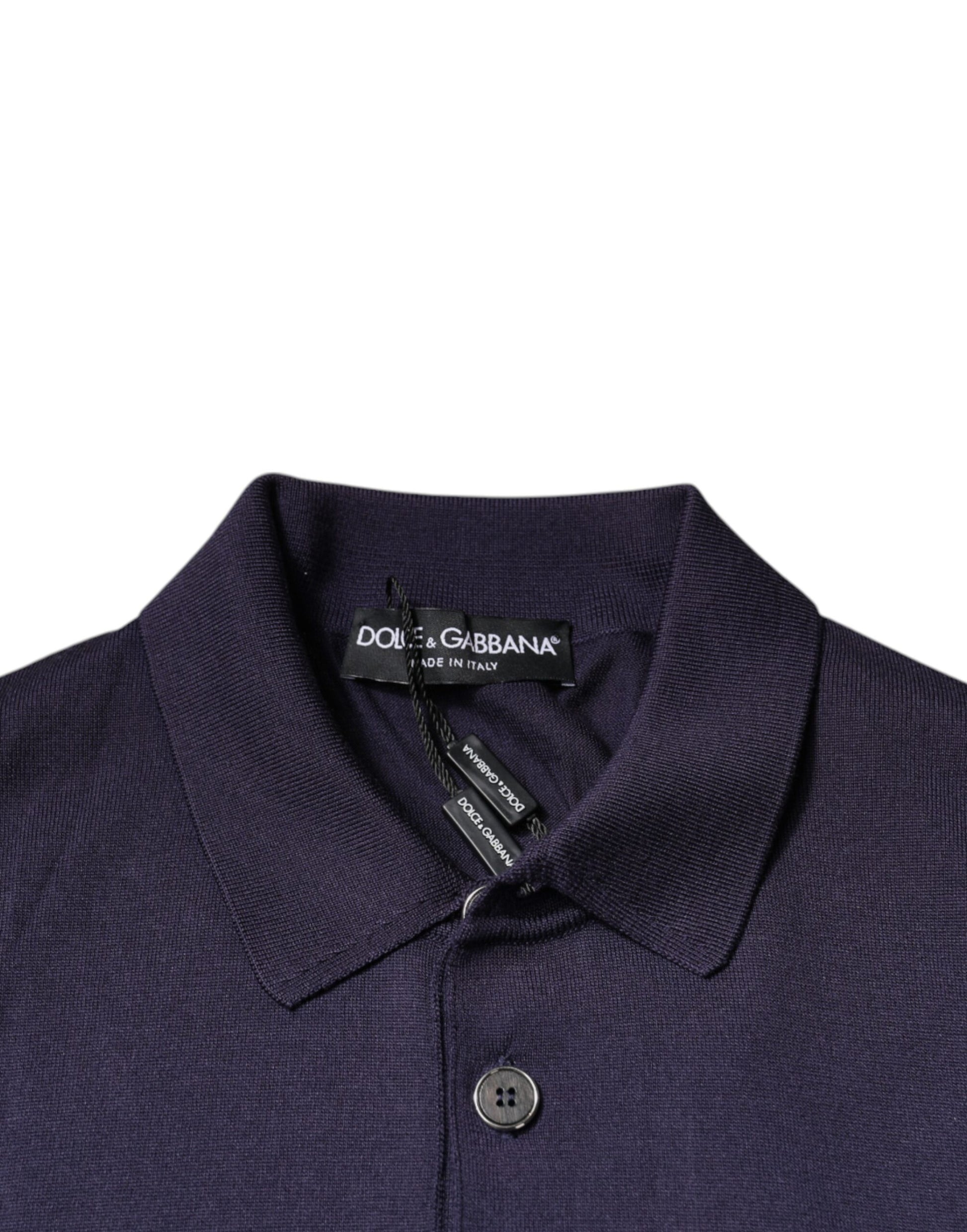 Purple polo shirt on hanger