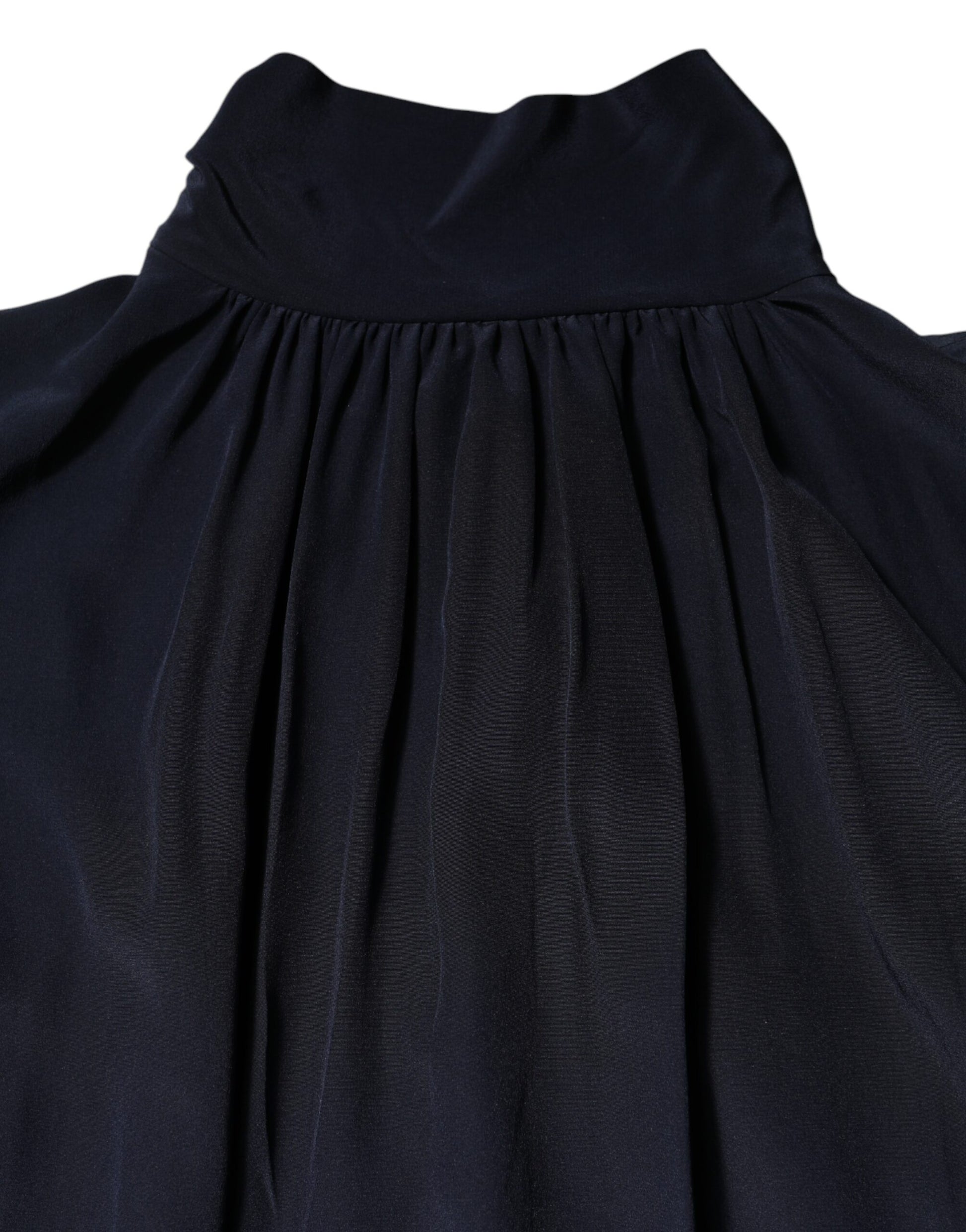 Black velvet dress with ruffled neckline
