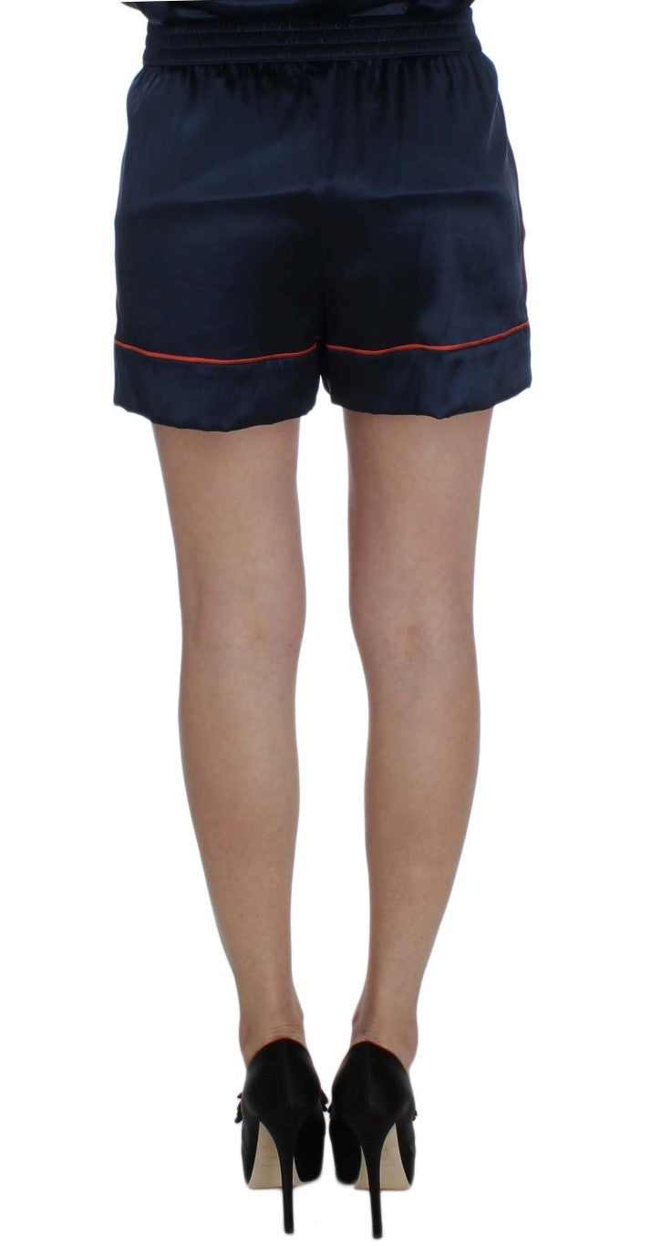 Navy blue shorts with red trim on legs