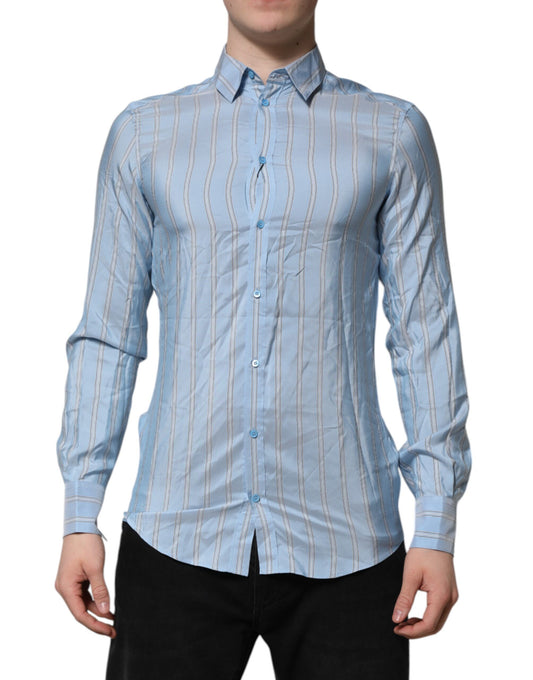 A long sleeve dress shirt with blue stripes from the brand Dolce & Gabbana
