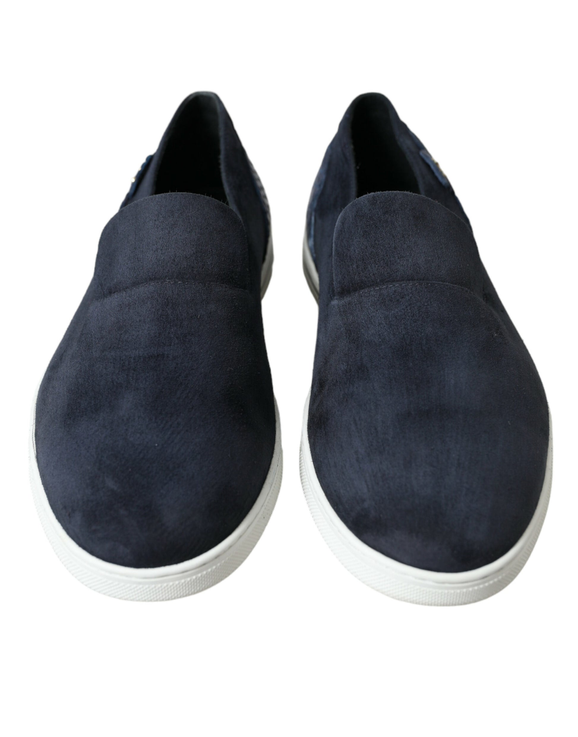 Pair of black velvet slippers with white soles