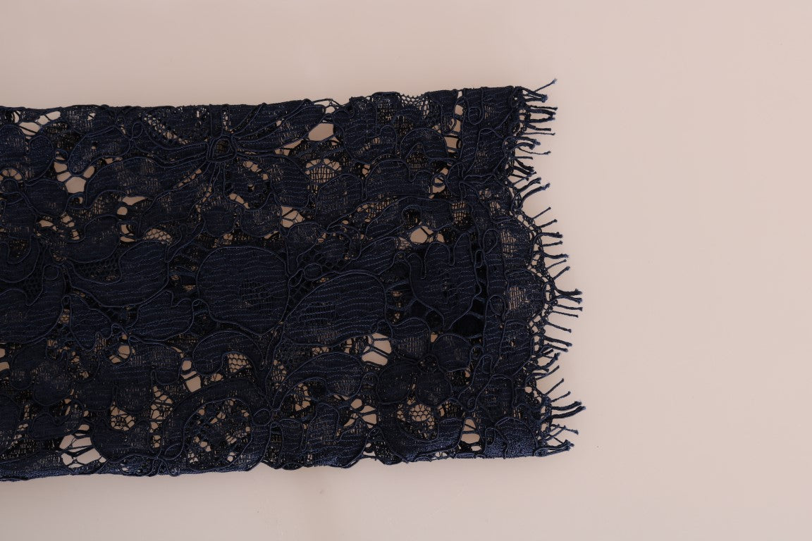 A blue lace sheath dress with floral pattern from Dolce & Gabbana