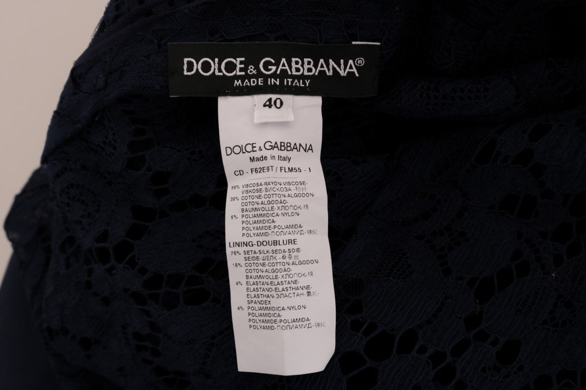 A blue lace sheath dress with floral pattern from Dolce & Gabbana