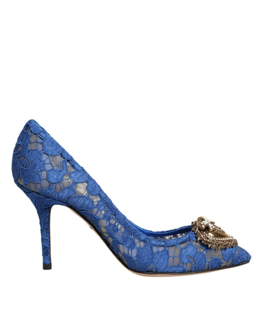 Blue embroidered high heel shoe