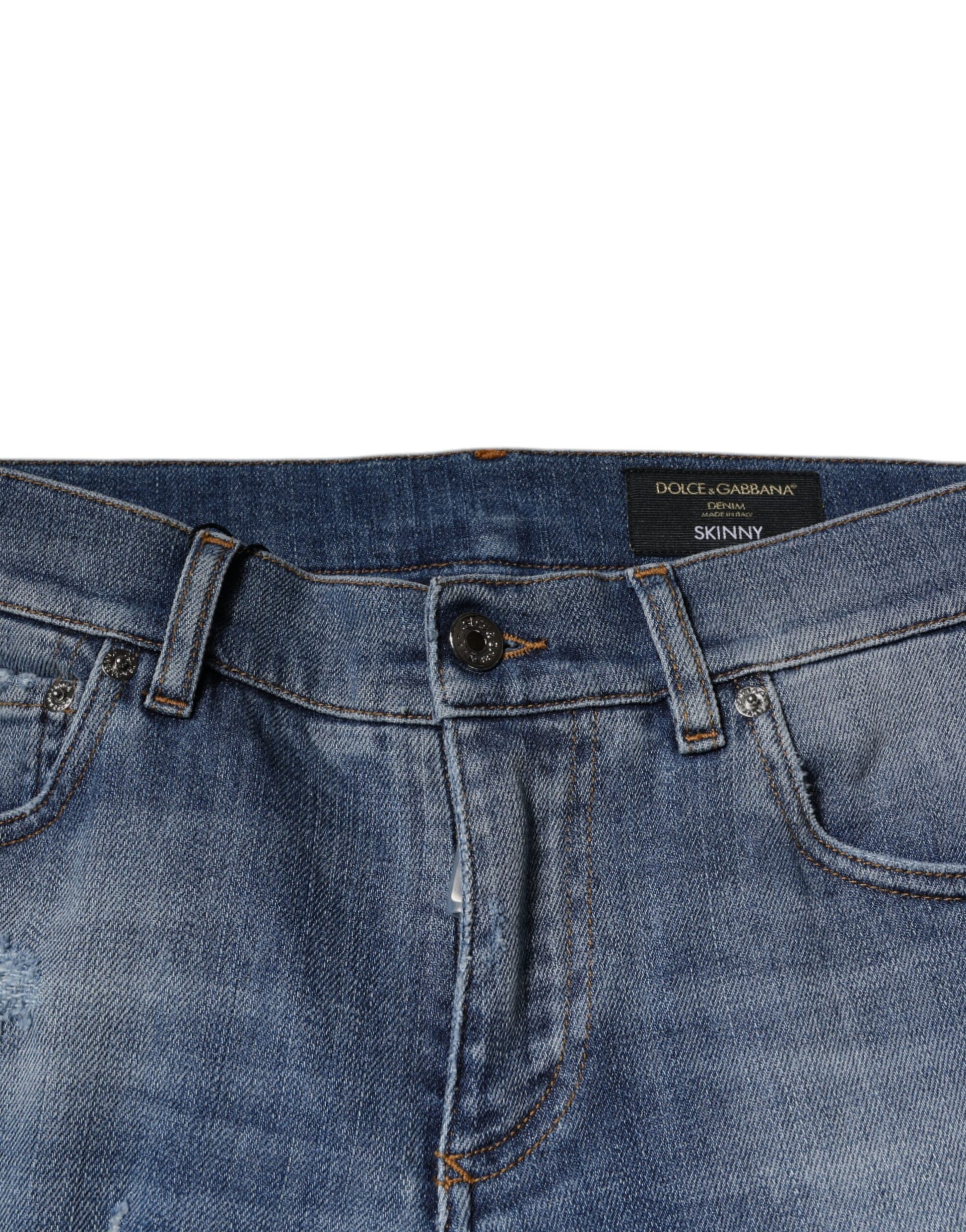 Blue denim jeans on hanger
