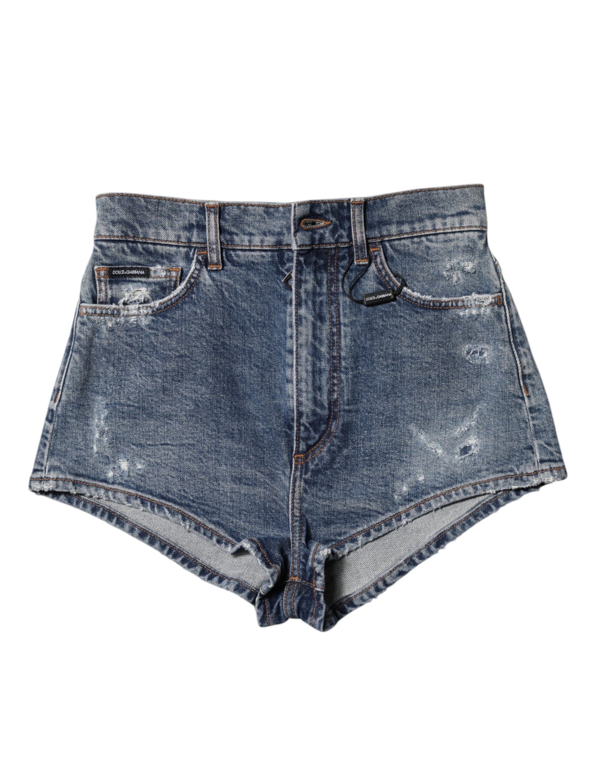 Pair of blue denim shorts