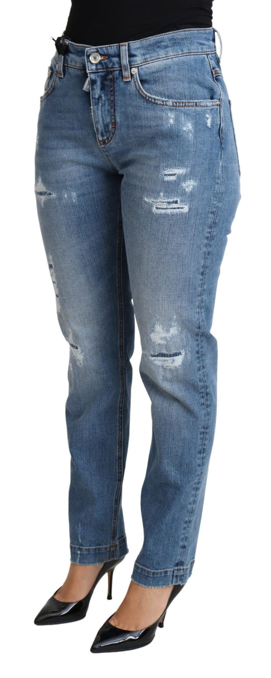Pair of women's jeans with distressed design