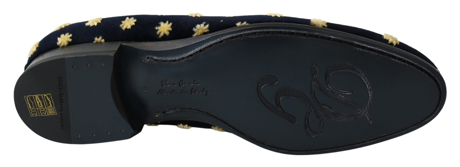 Pair of black shoes with gold stars on top