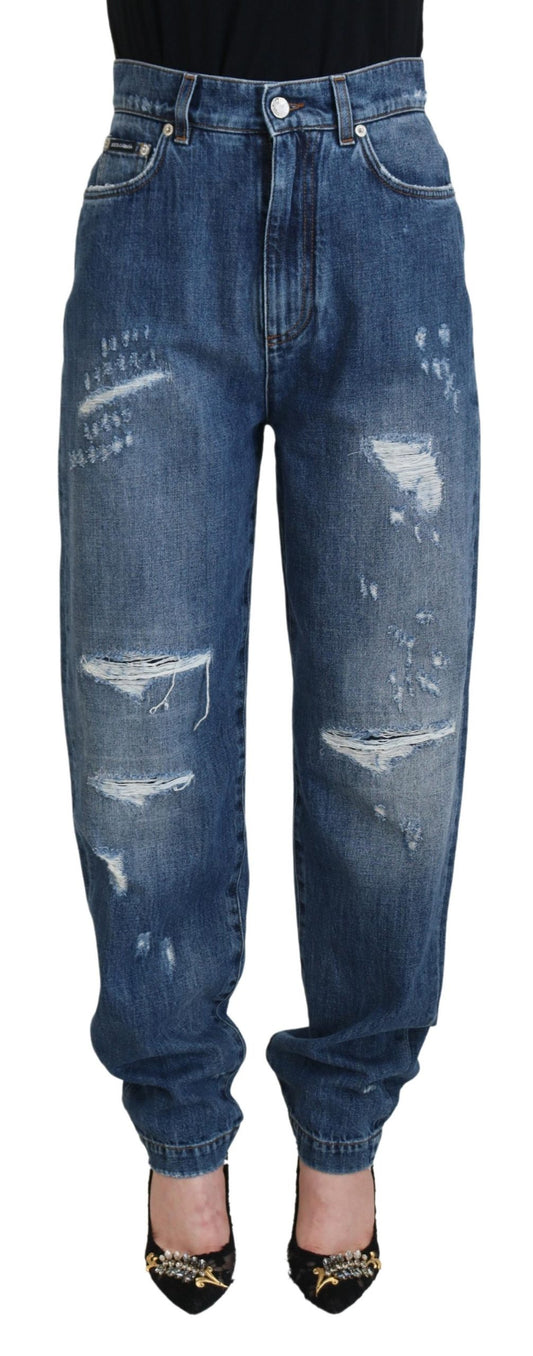 Pair of distressed blue jeans