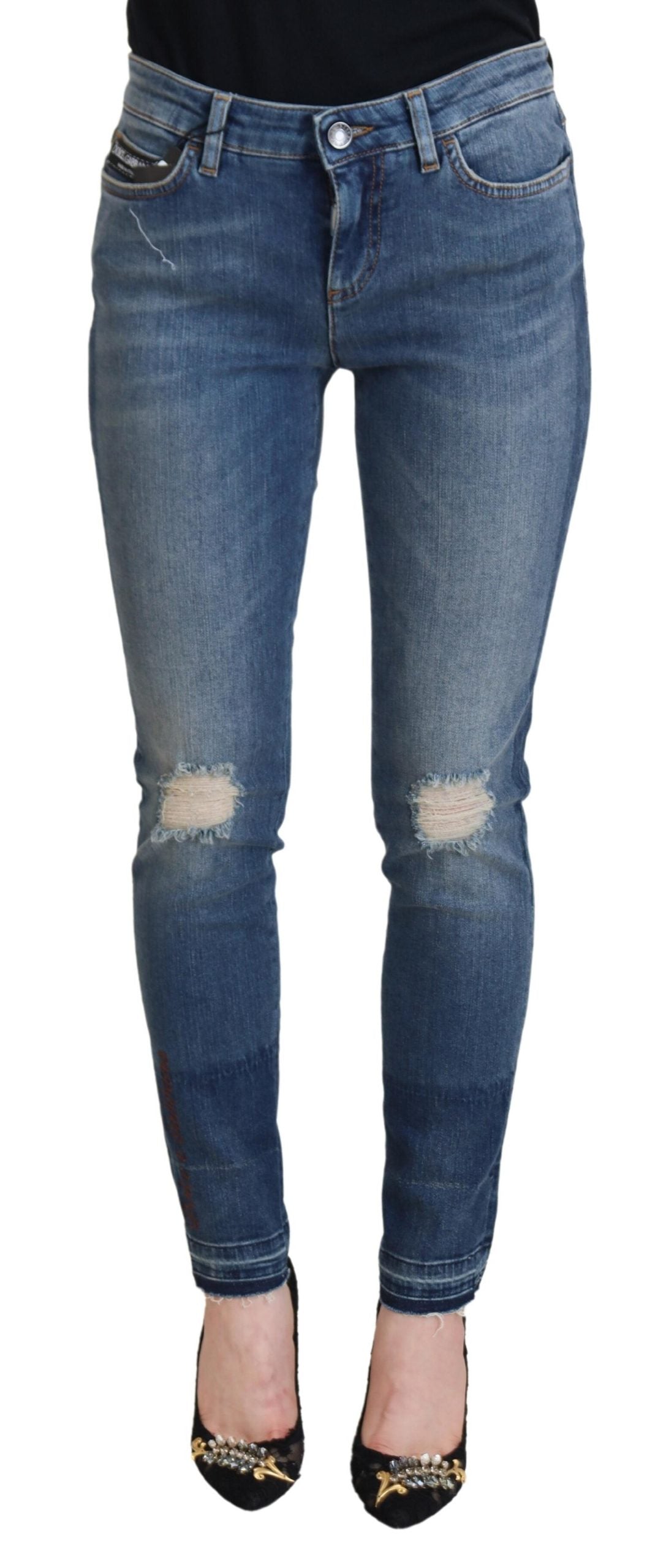 Pair of blue denim jeans on a mannequin