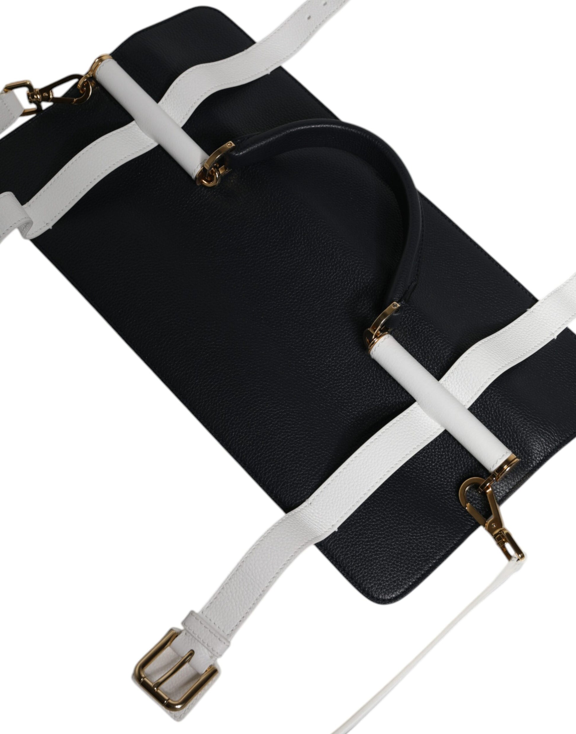 Black crossbody bag with white straps