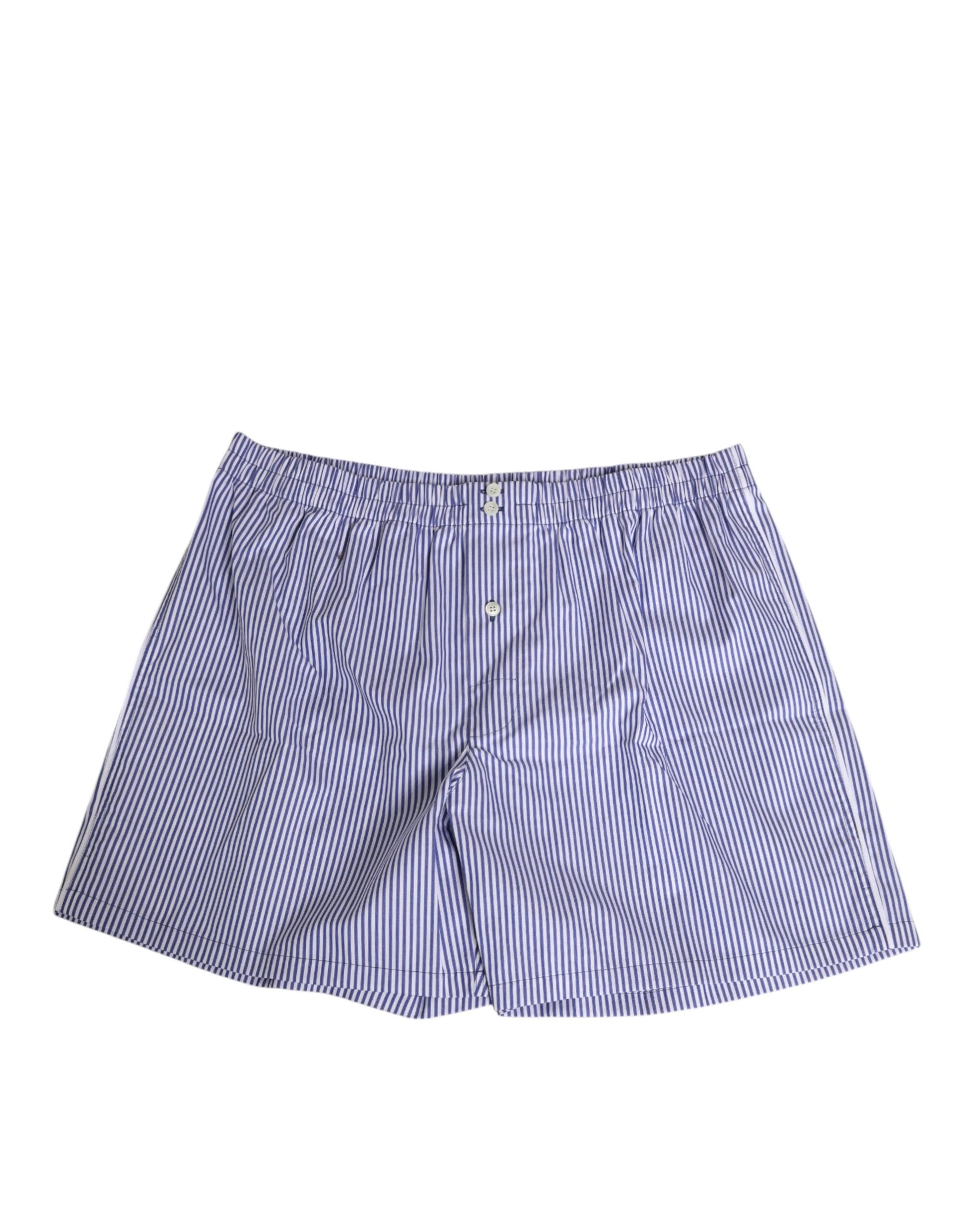 Purple striped shorts with button closure