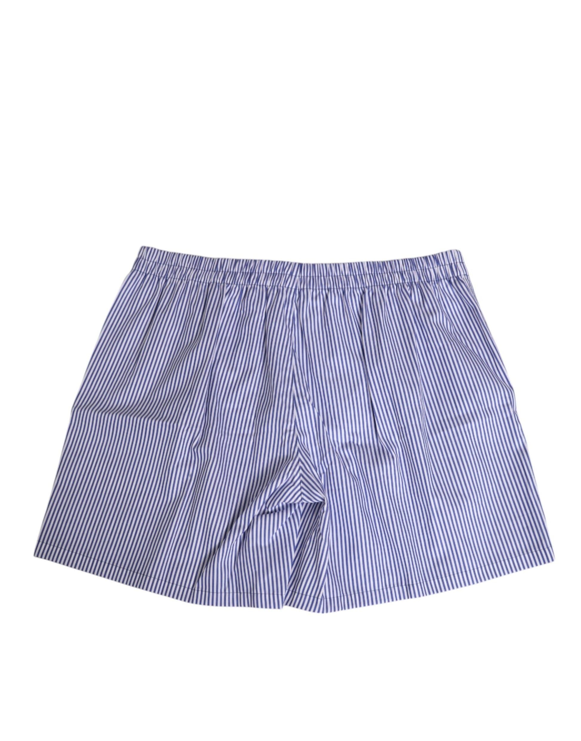 Blue striped shorts with elastic waistband