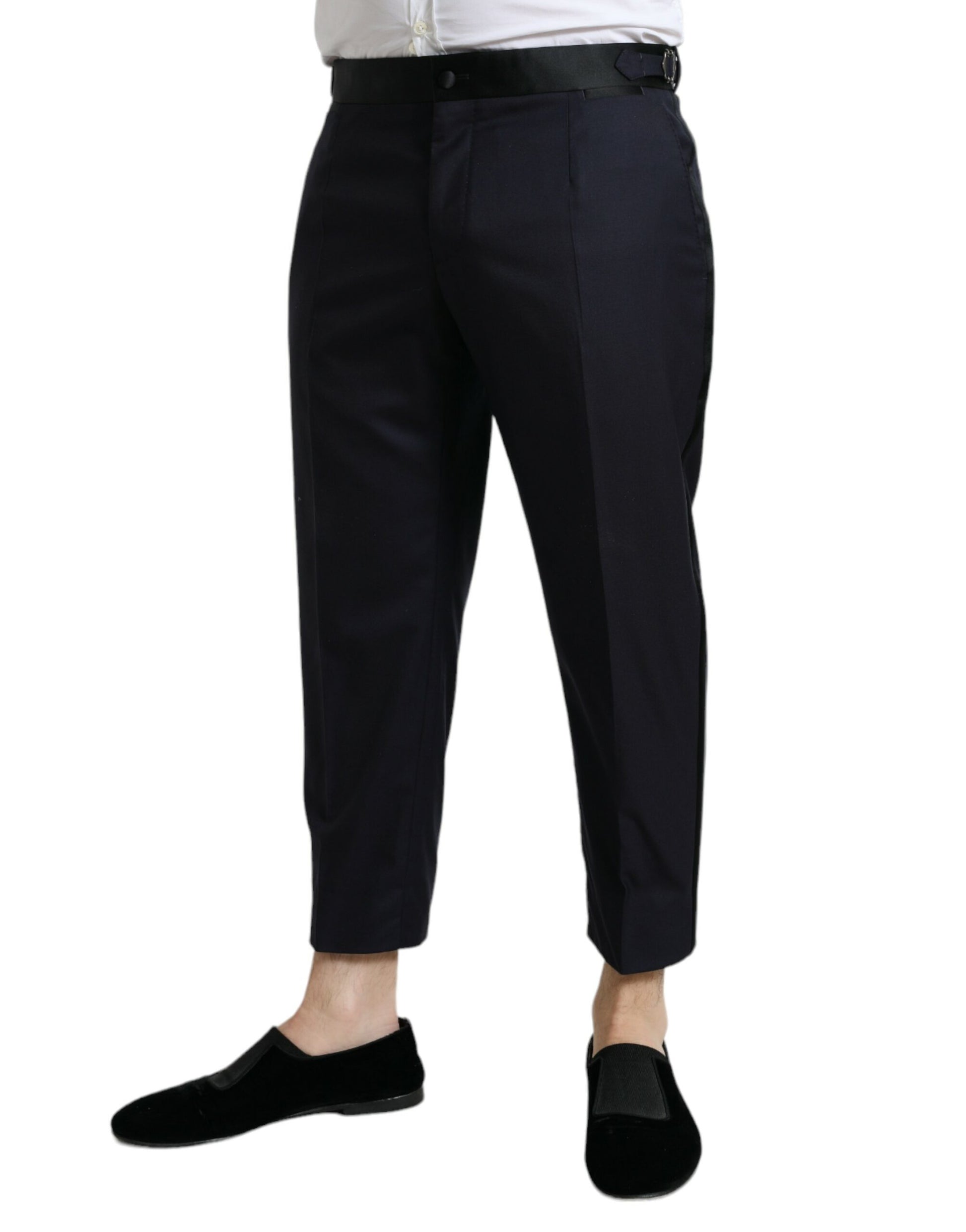 Men's dress pants with a slim fit and rolled up legs