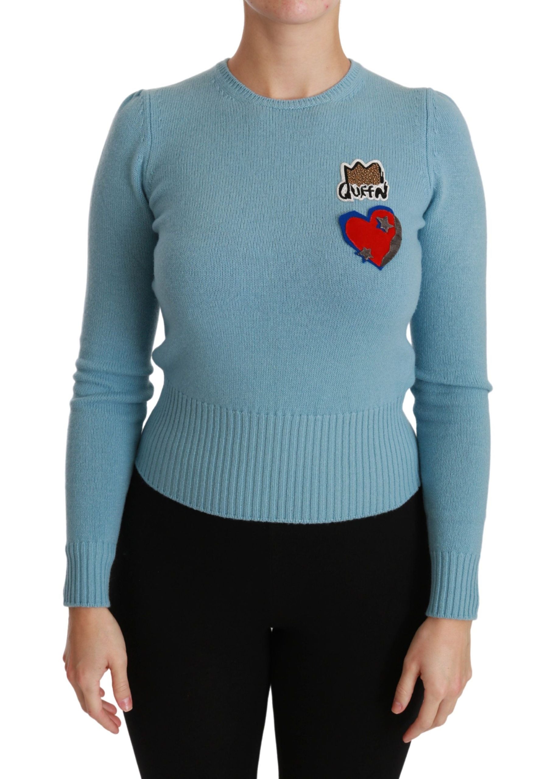 Blue sweater with heart design on front