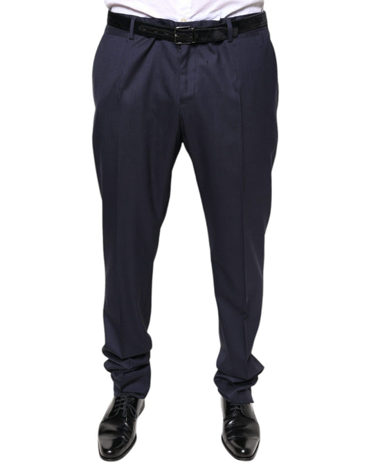 A pair of blue wool skinny formal dress pants from the brand Dolce & Gabbana