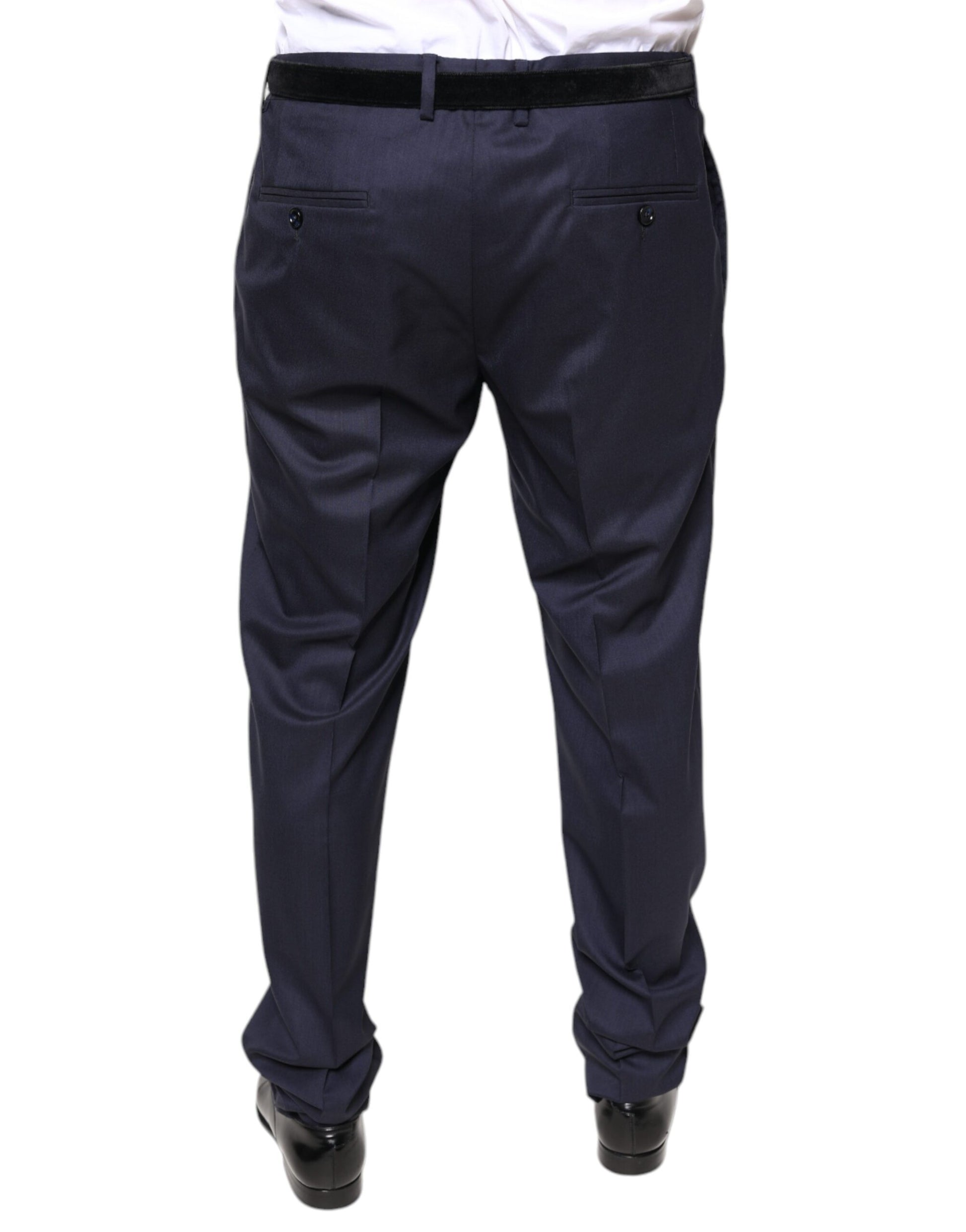 A pair of blue wool skinny formal dress pants by Dolce & Gabbana