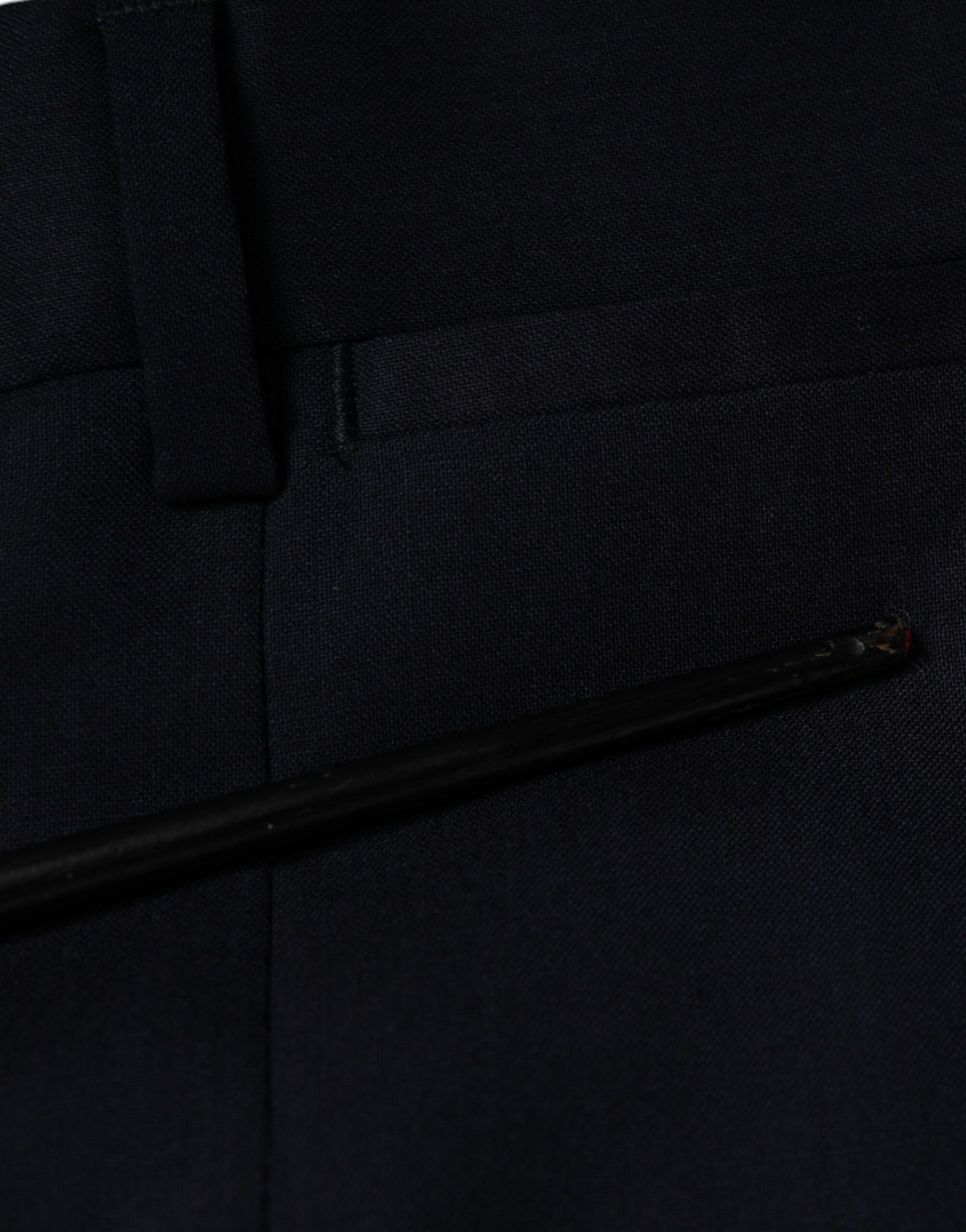 A pair of blue wool skinny formal dress pants from the brand Dolce & Gabbana