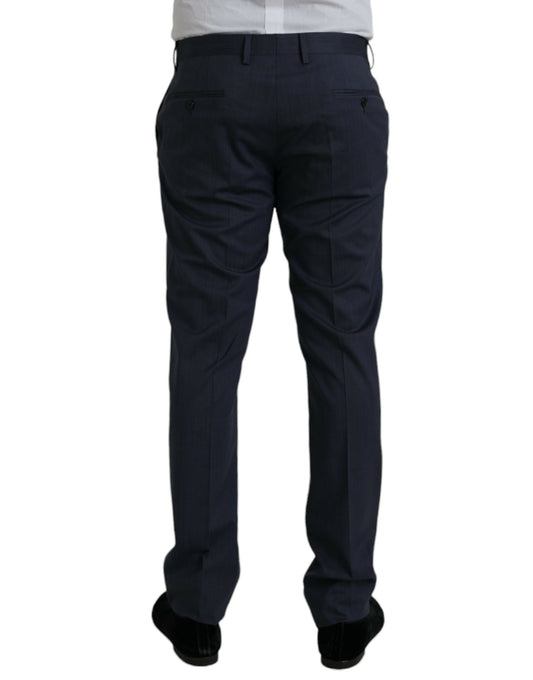 Dark blue wool dress pants with slim fit, formal design