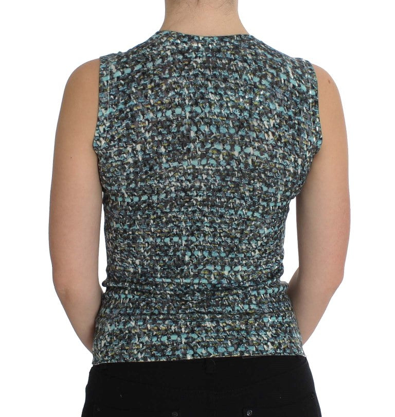 Blue and black knit top