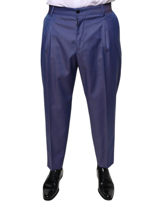 A pair of blue wool tapered formal dress pants from Dolce & Gabbana