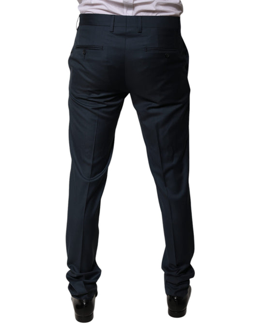 A pair of blue wool tapered formal dress pants by Dolce & Gabbana